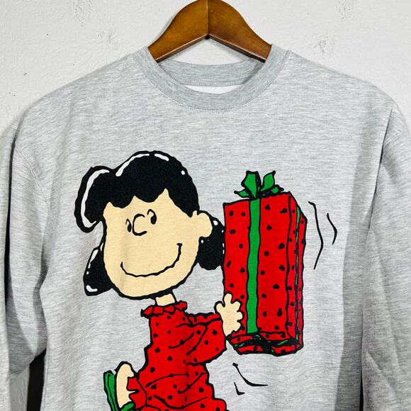 Peanuts Lucy Christmas Sweatshirt Long Sleeve Gray Snoopy Holiday Classic - XS - Picture 3 of 4
